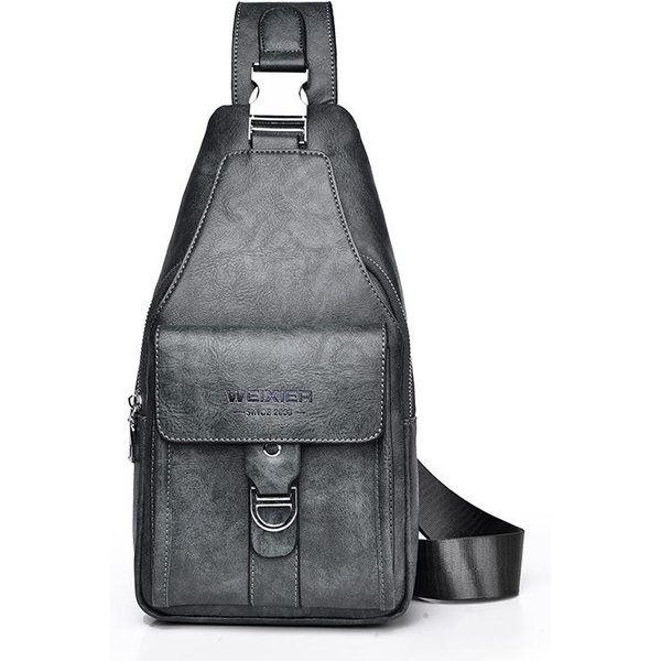 Weixier Bolso Bandolera De Cuero Para Hombre, Bolso Bandolera, Mochila Bandolera, Bolso De Viaje Gris-image