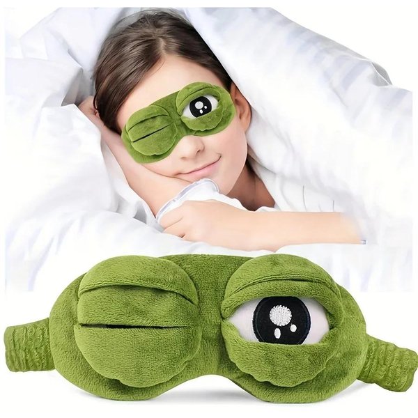 MáScara De Dormir Rana 3D Antifaz Natural Para Dormir Mujeres Hombres Dibujos Animados Creativos Suave PortáTil Antifaz Viaje Oficina Parche Para Ojos Verde-image