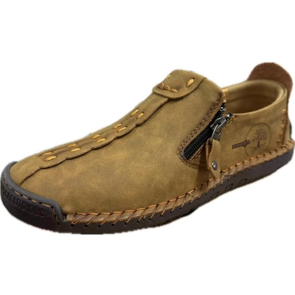 Zapatos Casuales De Nuevo Estilo De Primavera Para CubrepiéS Para Hombre Talla Grande Zapatos De Cuero Con Cremallera Talla Grande Zapatos Perezosos De Frijol Hechos A Mano 48-image