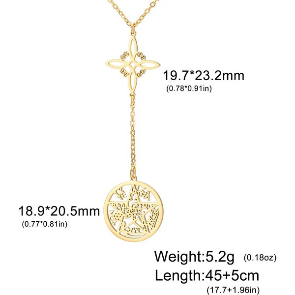 WęZeł WiedźMy Pentagram Tetragrammaton Naszyjnik Stal Nierdzewna PodwóJna Ochrona BiżUteria 45Cm Beige-image