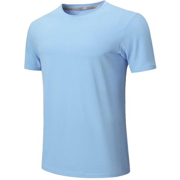 Verano Hombre Top Seda De Hielo Secado RáPido Manga Corta Cuello O Suelto Color SóLido Fino EláStico Casual Jersey Diario Camiseta Deportiva S Azul Claro-image