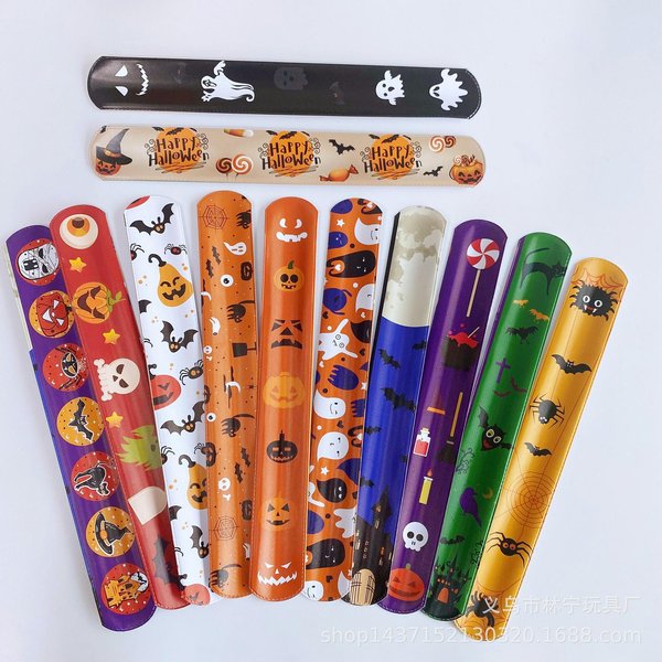 12 Szt. Bransoletek Na Zatrzask Na Halloween, Upominki Na PrzyjęCie Halloweenowe, Upominki Urodzinowe, Dekoracje Na PrzyjęCie, Wymiany Klasowe, Nagrody I Prezenty 12Pcs Black-image
