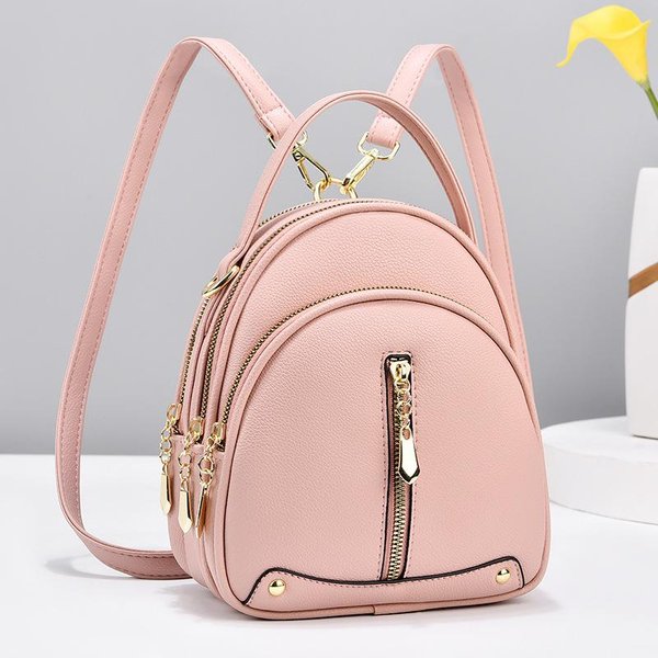 Mochila Mochila Mujer Salir Nueva Cuero Suave Bolso PortáTil Moda Femenina Senior Todo Mini Bolso De Hombro . Beige-image