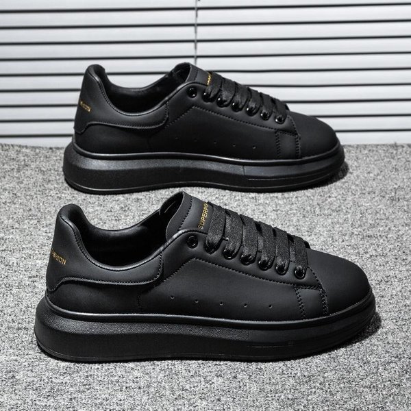Zapatos Blancos PequeñOs Mcqueen Para Mujer 2025 Primavera Nuevo Realce De Suela Gruesa ExplosióN VersáTil Estudiante Suela Blanda Ligeros Zapatos Deportivos De Plataforma 37 Black-image