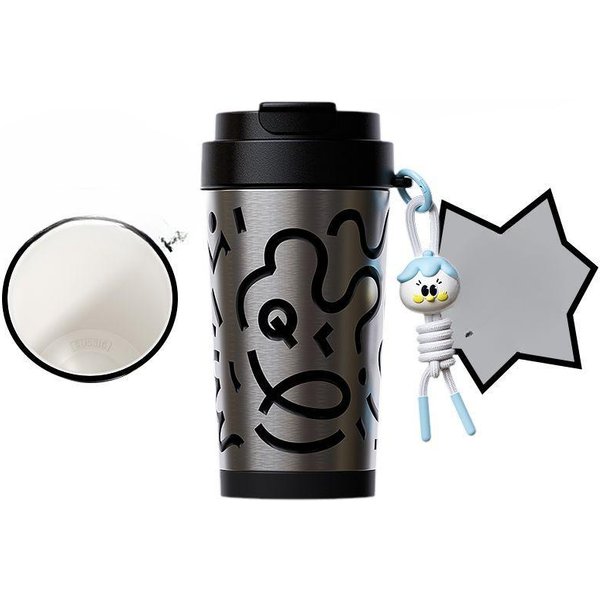Taza TéRmica De Alta Calidad Para NiñAs, Taza De Café Doble, Revestimiento Interior De CeráMica, Taza De Acero Inoxidable, Taza Con Pajita, Taza De Agua 450Ml-image