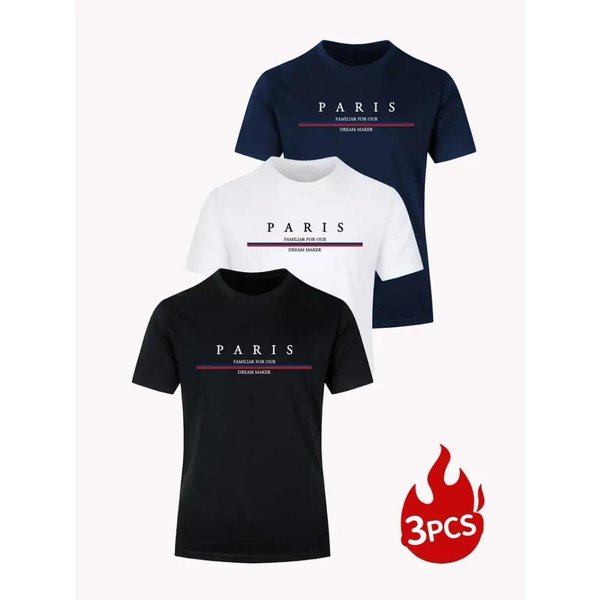 3 Sztuki MęSkie Lekkie OddychająCe Koszulki SzybkoschnąCe OdprowadzająCe Wilgoć OkrąGłY Dekolt Topy CałOroczne Codzienne T-Shirty Xl-image