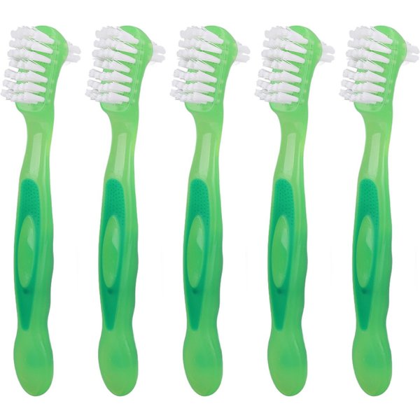 Juego De 5 Cepillos Para Dentaduras Postizas, Profesional, PortáTil, De Viaje, De Doble Cara, Para Limpieza De Dentaduras Postizas. Verde-image