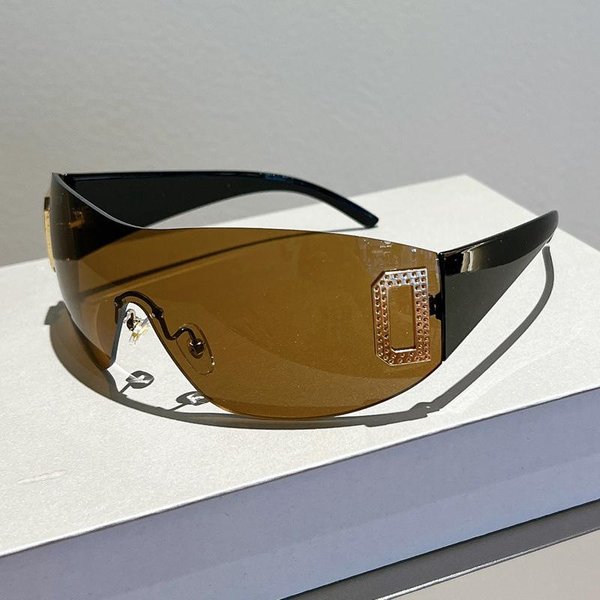 Gafas De Sol Sin Montura Vintage Y2K Mujer Hombre Lujo DiseñAdor Punk Deportivo Sombras UV400 White-image