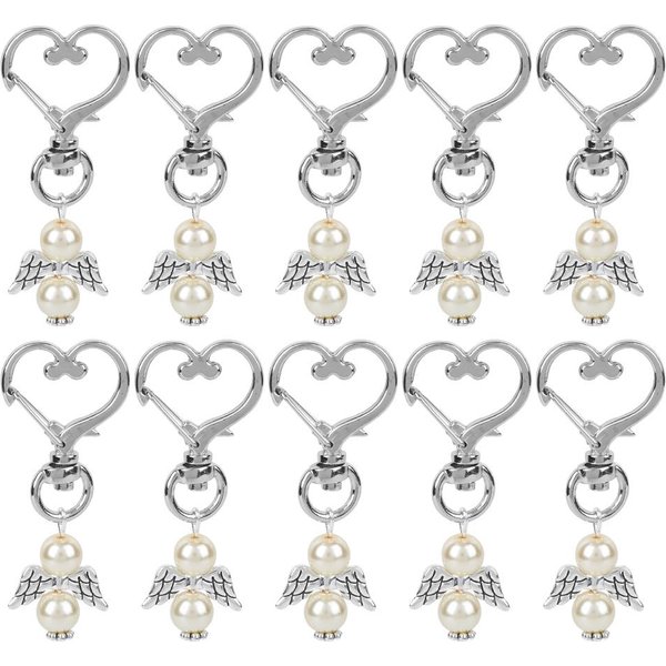 10Pcs Llavero Anillo De Llaves Hebilla En Forma De CorazóN Llavero Amuleto Colgante DecoracióN Bolsa De Regalo Fiesta Boda-image