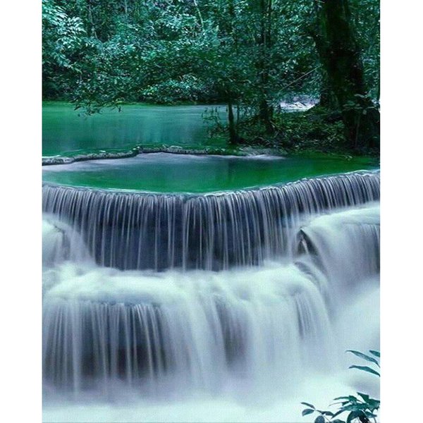 Pintura De Diamantes 5D Cascada Bordado De Diamantes Redondo Completo Punto De Cruz 20X30CM-image