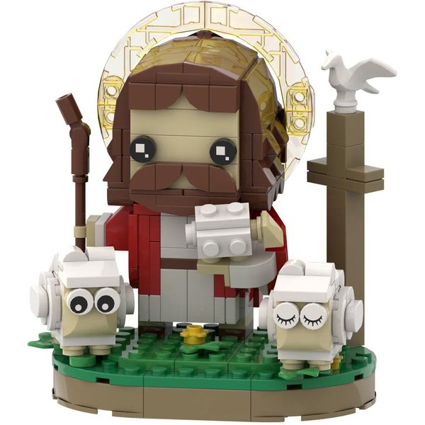 MOC JesúS Pastor Cruz DiseñO Creativo Bloques De ConstruccióN Kit De Ladrillos Hazlo TÚ Mismo Sacerdote Cristiano Animal Crossing Regalo Ideal Para NiñOs-image