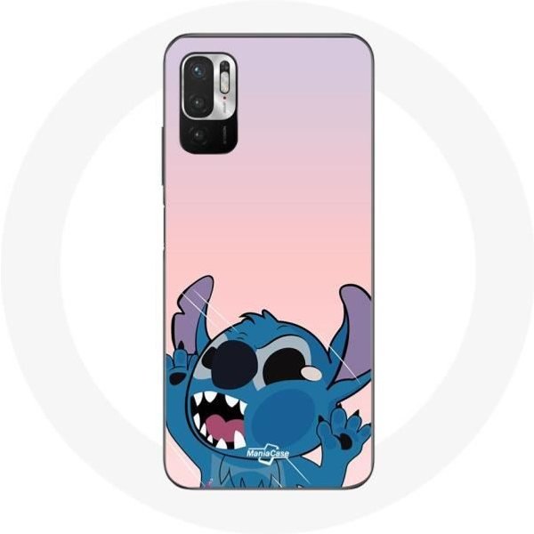 Funda Para Xiaomi Redmi Note 10T 5G Stitch Con La Nariz Levantada Fondo Rosa-image