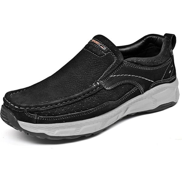 Zapatos De Cuero Para Negocios De Piel De Vaca De Primera Capa Para Hombre, De Cuero Genuino, Suela Blanda, Antideslizantes, Zapatos Casuales, Plataforma Transpirable, Zapatos CóModos 44 Negro-image