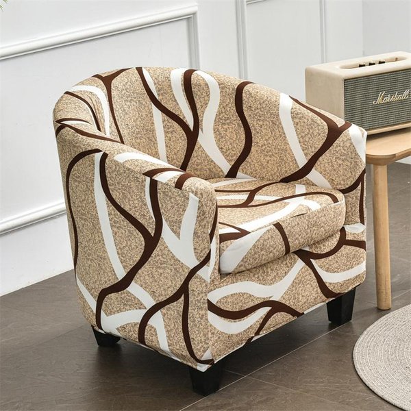 Funda EláStica Para Sofá Club, Estilo GeoméTrico Dividido, Funda Para SillóN Tipo BañEra, Fundas EláSticas De Spandex Para Sofá Y SillóN Con Funda Para CojíN. Beige-image