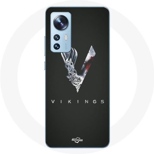 Funda Para Xiaomi Mi 12 / 12X Vikings Serie Temporada 6 Logo V Espada Gris Fondo Negro-image