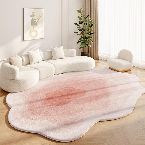 Dywaniki W Stylu Kremowym Do Sypialni Puszyste MięKkie Mata PodłOgowa Do Gabinetu Nieregularne KształTy Dekoracja Salonu Dywan Pogrubiony Pluszowy Dywan Do Salonu 80X120Cm-image