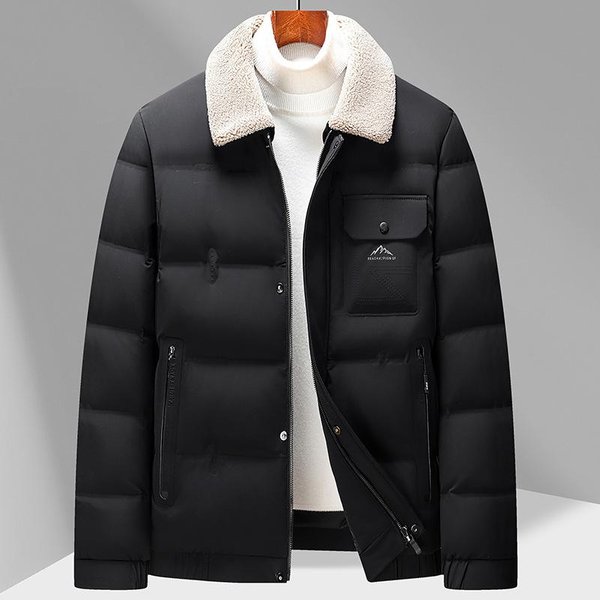 Nueva Chaqueta De PlumóN Para Hombre De Invierno Con Cuello Solapa Chaqueta De PlumóN Para Hombre De Mediana Edad 4XL Black-image