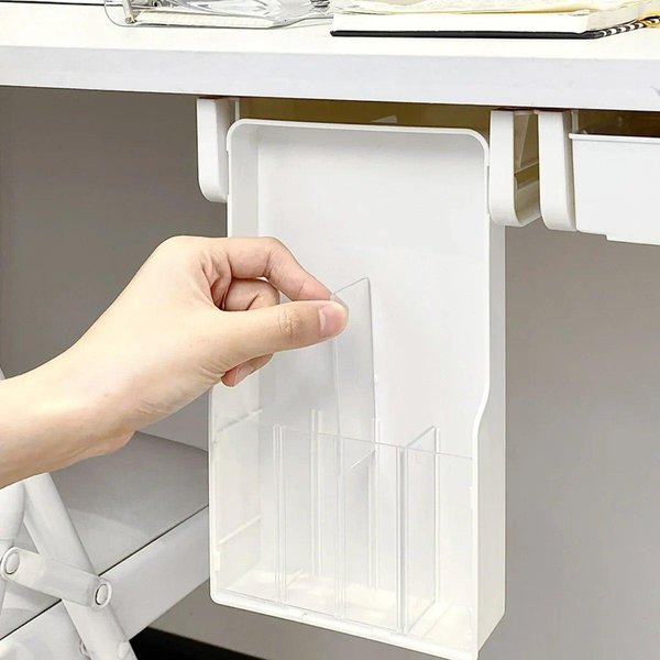 CajóN Oculto Debajo De La Mesa, Caja De Almacenamiento Adhesiva, Escritorio De Oficina, PapeleríA De Gran Capacidad, Mesa De CosméTicos, Estante Organizador Inferior Blanco-image