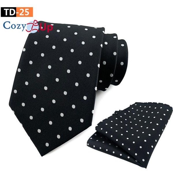 Conjunto De Corbata De Dos Piezas Para Hombre Punto De Ola A Gemelos Corbata Moda De Negocios PañUelo Paisley Black-image