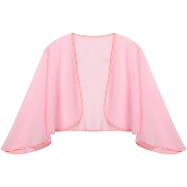 Chaqueta De Gasa De Manga 3/4 Para Mujer, Chaqueta Bolero, Para Boda, Fiesta, Vestido De Novia, Chales M Color Rosa-image