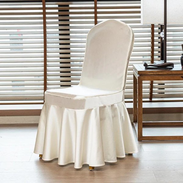 Funda De Silla DecoracióN De Fiesta Spandex Con Falda Plisada Uso EláStico Estirable Comedor Lujo CumpleañOs Hotel Banquete 1 Pieza Boda Gray-image