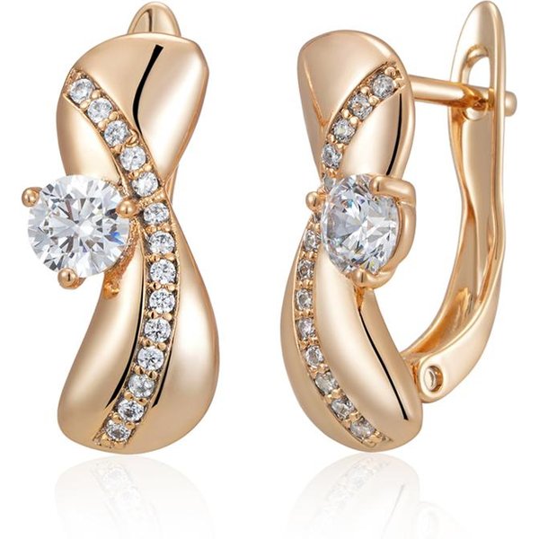 Pendientes Colgantes SiméTricos ÚNicos Color Oro Rosa Para Mujer Lujo Blanco Circonita Natural Accesorios JoyeríA Fina Diaria Beige-image