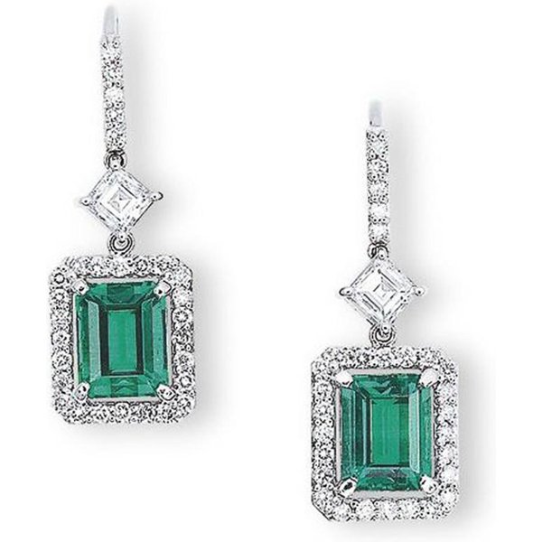 Huitan Preciosos Pendientes Colgantes De Zirconia CúBica Verde Para Mujer Temperamento Elegante Accesorios De Boda JoyeríA Para Fiesta De Aniversario-image