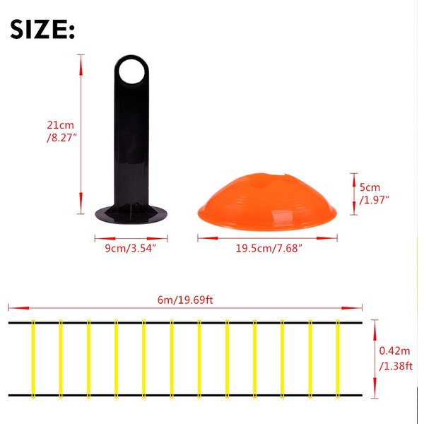 Kit De Escalera De Entrenamiento De Velocidad Y Agilidad Con 12 PeldañOs Planos Ajustables Y 10 Conos (Amarillo Anaranjado) Para Fo Yellow-image