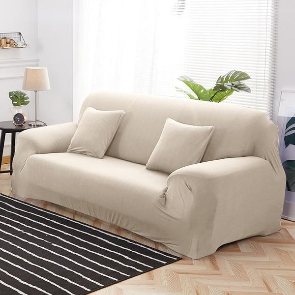 Funda De Sofá EláStica Impermeable De Alta Calidad Para 1/2/3/4 Plazas, Funda De Sofá Seccional Para Sala De Estar, Protector EláStico Para Muebles 1 Seat Marfil-image