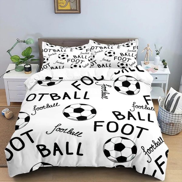 Juego De Cama 3D De FúTbol Fresco Funda NóRdica Fundas De Almohada EdredóN Ropa De Cama DecoracióN De HabitacióN Para NiñOs Regalo TamañO Individual Queen King 200X200Cm-image