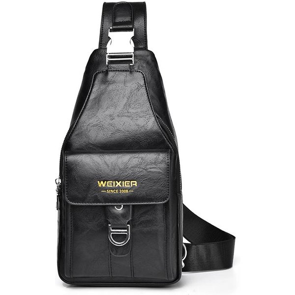 Weixier Bolso Bandolera De Cuero Para Hombre, Bolso Bandolera, Mochila Bandolera, Bolso De Viaje Negro-image