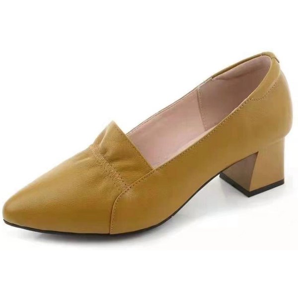 Zapatos De Trabajo De Primavera Y OtoñO Zapatos Profesionales Individuales Zapatos De Cuero De TacóN Bajo Zapatos De Trabajo De TacóN Medio Para Mujer 40 Amarillo-image