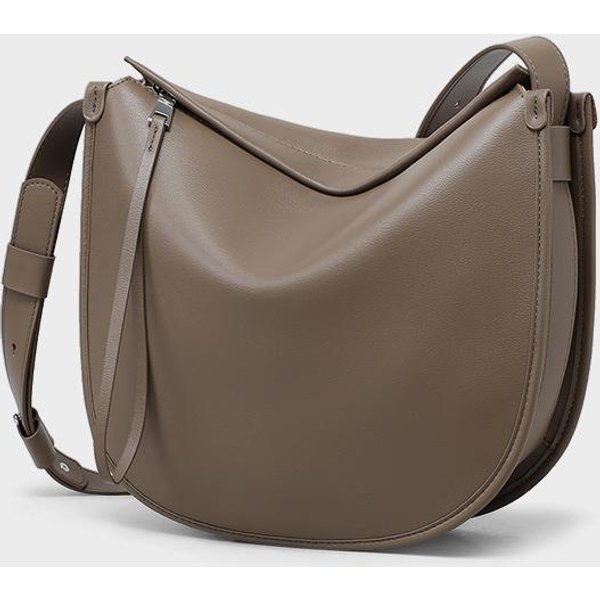 Bolso Bandolera De Cuero Para Mujer Bolso De Silla De Montar Bolso De Axila Bolso De Hombro Premium Gray-image