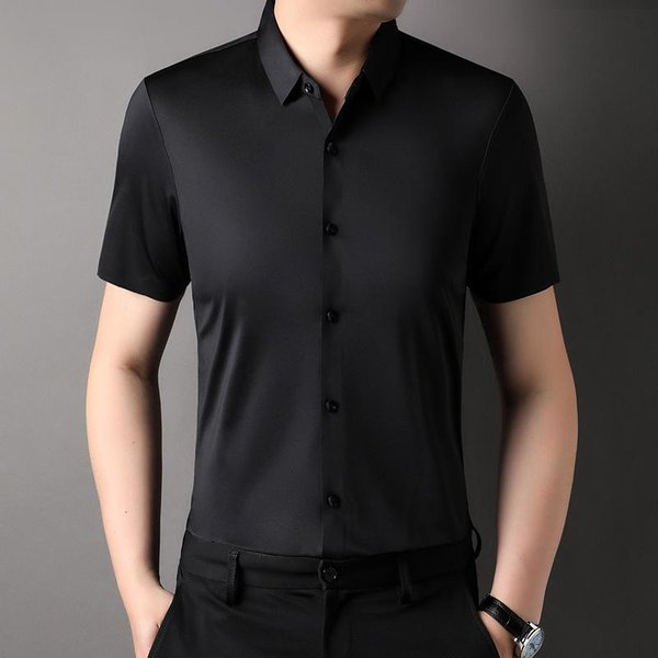 Camisa De Manga Corta Camisa Nueva Mediana Edad Delgada Negocios Casual Hombre Camisa Con CaíDa Xxxxl-image