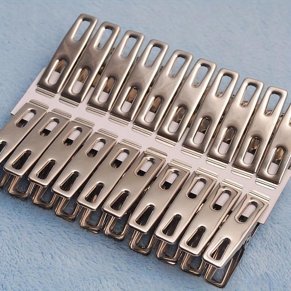 20 Solidnych Klamerek Ze Stali Nierdzewnej - Wiatroodporne Klamerki, Wielofunkcyjne Metalowe Klipsy, Odporne Na Rdzę, ŁAtwe W UżYciu Domowym 20 Pieces Gray-image