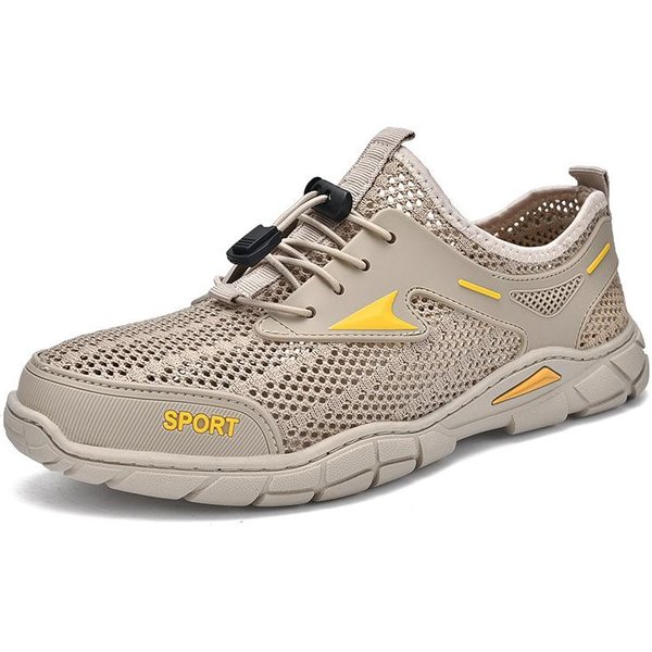 Nuevos Zapatos De Malla Para Hombre, Zapatos De Verano Transpirables Para Hombre, Zapatos De Malla Hueca Para Vadear, Zapatos De Malla Deportivos Ligeros De Secado RáPido Para Ocio 46 Arena-image