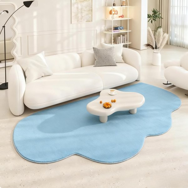 Styl Kremowy Dekoracja Salonu Dywan Chmurka Gruba Pluszowa Mata Do Salonu Dywany O Nieregularnych KształTach Do Sypialni Puszysty MięKki Dywanik Przy łóżKu 80X120Cm Gray-image