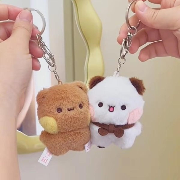 2 Szt. Oryginalne Nowe Panda Bubu I Yier Pluszowe Lalki Wisiorki Urocza KreskóWkowa Lalka NiedźWiedź Panda Breloczek Do Kluczy Breloczek Do Plecaka Prezenty Dla Pary White-image