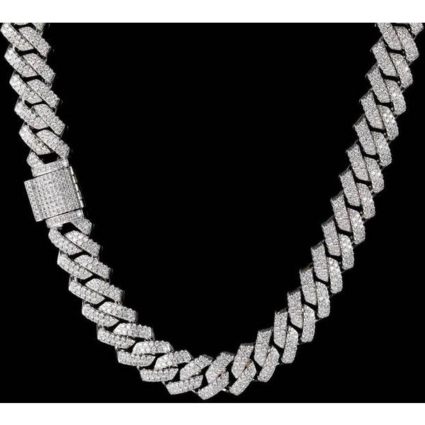 Cadena Cubana De Miami Con Engaste De Diamante ZircóN De 14 Mm Para Hombres Collar Gargantilla Hip Hop Helado JoyeríA 18Cm Gray-image