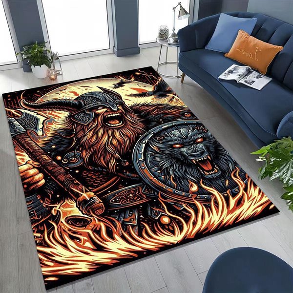 Nordycki Wiking Valknut Runy Dywanik PodłOgowy AntypośLizgowy Do Salonu Sypialni Sofy WystróJ Domu 60X90Cm-image