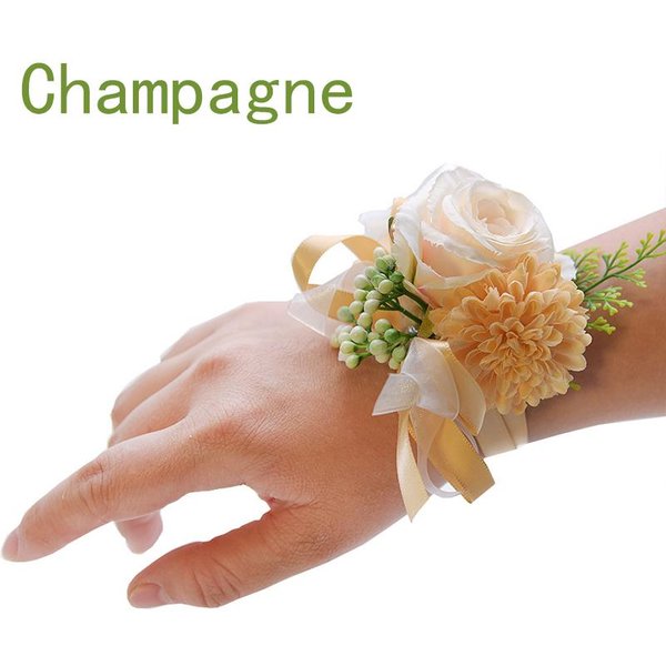 5 Colores De Flores Para La MuñEca, Para Novia, Dama De Honor, Perlas, Cinta De Seda, DecoracióN Para Fiesta, Boda, Ramilletes De MuñEca, Rosas Artificiales, Flores-image