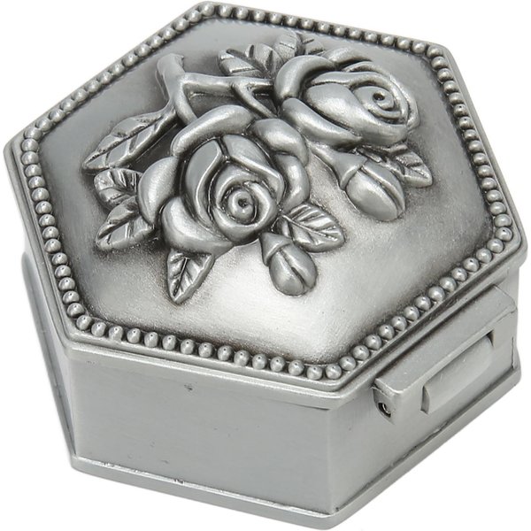 Caja De JoyeríA De Metal Rosa AleacióN De Zinc Caja Para Baratijas Vintage Hexagonal Caja De Almacenamiento De Joyas Para Anillos Gray-image