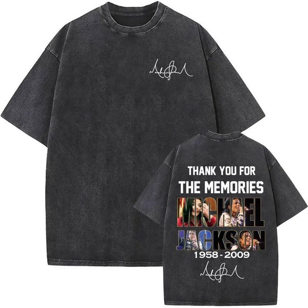 KróL Popu Michael Jackson Era Bad Vintage Spierane Koszulki MęSkie Damskie Moda Klasyczne Codzienne Koszulki Letnie Top BawełNiany T-Shirt M-image
