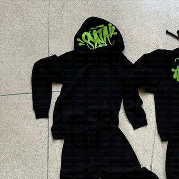 Conjunto De Sudadera Con Capucha Estampado De Letras Graffiti Hip Hop Y2K Hombres Mujeres CháNdal Holgado Sudadera Con Capucha + Pantalones De CháNdal Ropa De Calle M-image