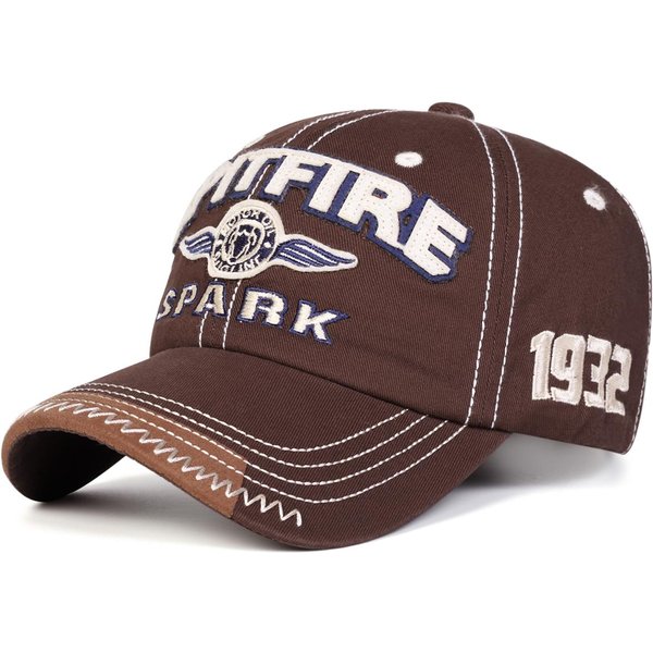 Unisex Czapki Baseballowe Spitfire Spark Z Haftem Wiosna Jesień Outdoor Regulowane Codzienne Czapki Kapelusz PrzeciwsłOneczny Czapka Sportowa BrąZowy-image