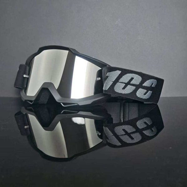 Gogle Do Kasku Motocyklowego Off-Road, Okulary Do Jazdy Na śWieżYm Powietrzu, Sportowe Wiatroszczelne Gogle Narciarskie Black Frame Silver Piece-image