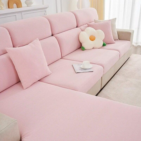 Funda Para CojíN De Asiento De Sofá De Color SóLido, Funda Ajustable Para Sofá, Protector De Muebles Para Sala De Estar, DecoracióN Del Hogar Para Mascotas Y NiñOs 1PC Pillow Cover-image