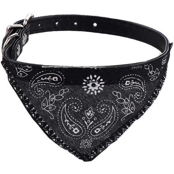 Bufanda Para Perro Mascota Cachorro Gato Collar Para Perro Bandana Bufanda De Cuello Con Accesorios De Collar De Cuero Bufanda Ajustable Para Mascota Cachorro Gato Negro-image