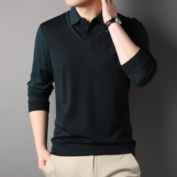 Camisetas De Manga Larga De Dos Piezas Para El Festival De Primavera Y OtoñO, Chaquetas Casuales De Moda, Camisetas Modernas, Lana Para Hombre, Ropa De Hombre 3XL Black-image
