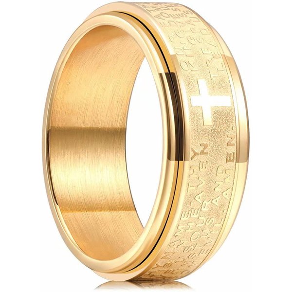 PierśCienie Antystresowe Ze Stali Nierdzewnej Dla MężCzyzn I Kobiet PierśCienie ŁAńCuszkowe Spinner Z KrzyżEm ChrześCijańSkim BiżUteria Amulet Retro 10 Beige-image